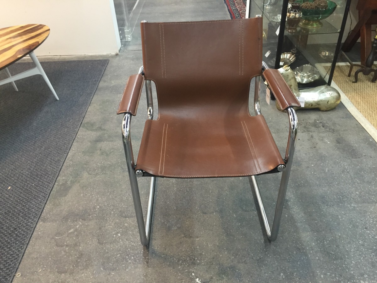 Italian 1970 S Leather And Chrome Chair, Italian Leather And Chrome Chairs