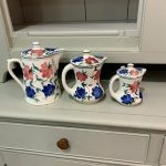 Vintage ceramic floral pitchers for Coffee, juice and cream.