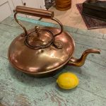 Handmade, unusual shaped 19th century Irish nautical copper kettle.