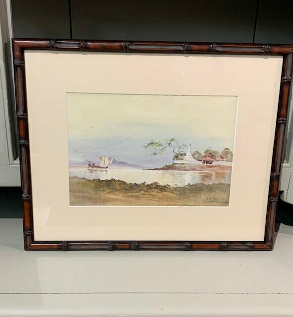 Vintage signed watercolor professionally framed 