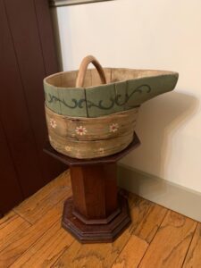 Antique painted floral and swags bucket
