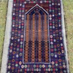 vintage Baluch Zakani prayer rug made by nomadic tribeswomen in the Afghan Plains near