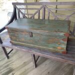 Antique painted trunk with chunky iron handles