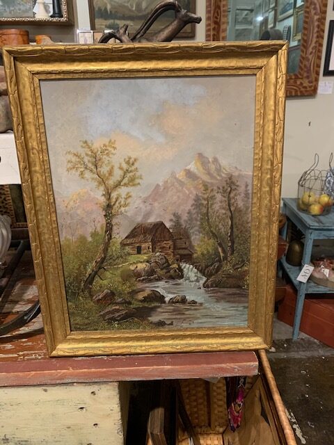 Antique cottage mountain landscape oil painting - Antiques, Vintage &  Mid-Century by Mark Wright