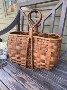 Vintage woven split wood shopping basket