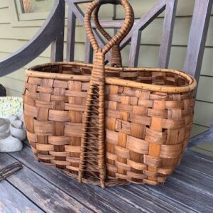 Vintage woven split wood shopping basket