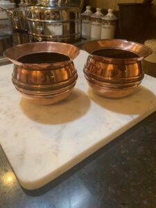 Antique Copper Puja Lota water vessels from India