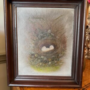Bird nest and eggs antique oil painting