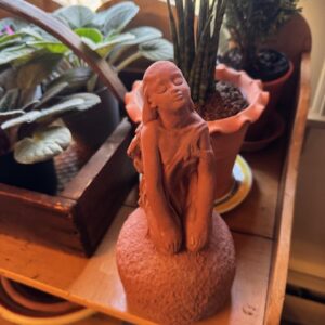 Artisan vintage cast stone Pixie