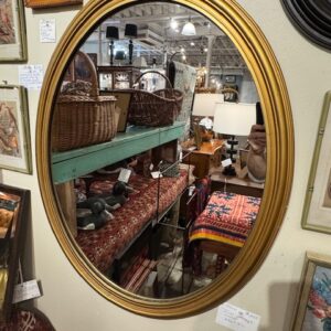 Oval vintage wood mirror