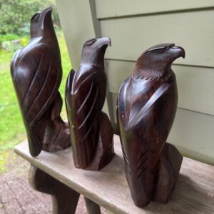 Ironwood carved bird sculptures