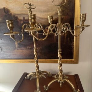 Antique Barley adjustable Brass candlesticks