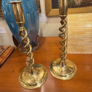 Barley Open Twist Brass candlesticks