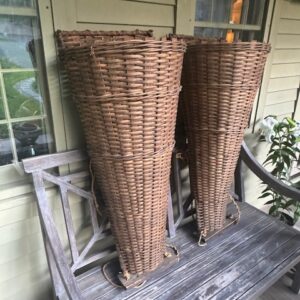 French Antique Hotte Baskets with Rope Straps
