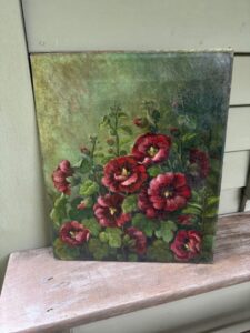 Frameless Danish Vintage Floral Oil Painting