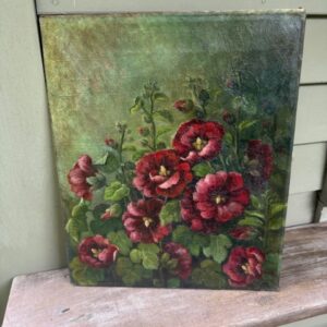 Frameless Danish Vintage Floral Oil Painting
