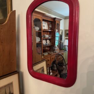 Painted Red Victorian Walnut Wall Mirror