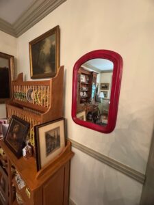 Painted Red Victorian Walnut Wall Mirror