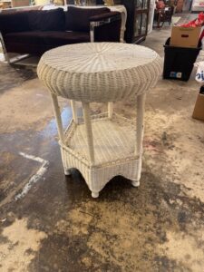 White wicker vintage occasional table