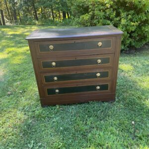 Black Victorian Pine Chest with Brass