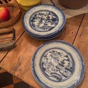 Antique Canton Blue White Export Plates