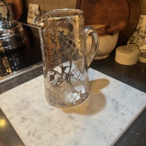 Edwardian era Silver Overlay Glass Pitcher USA