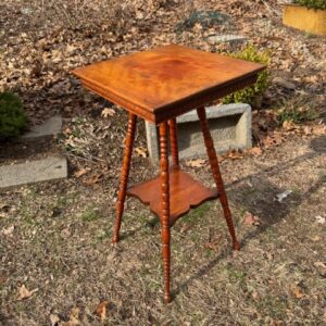 Oak Antique Victorian Plant Stand Turned Bead Legs