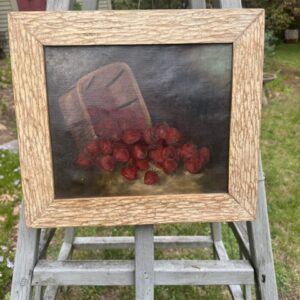 Folk Painting of Strawberries Still Life